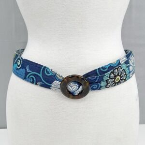 Vera Bradley Reversible‎ Belt Mod Floral Blue Green w/ Tortoiseshell Buckle